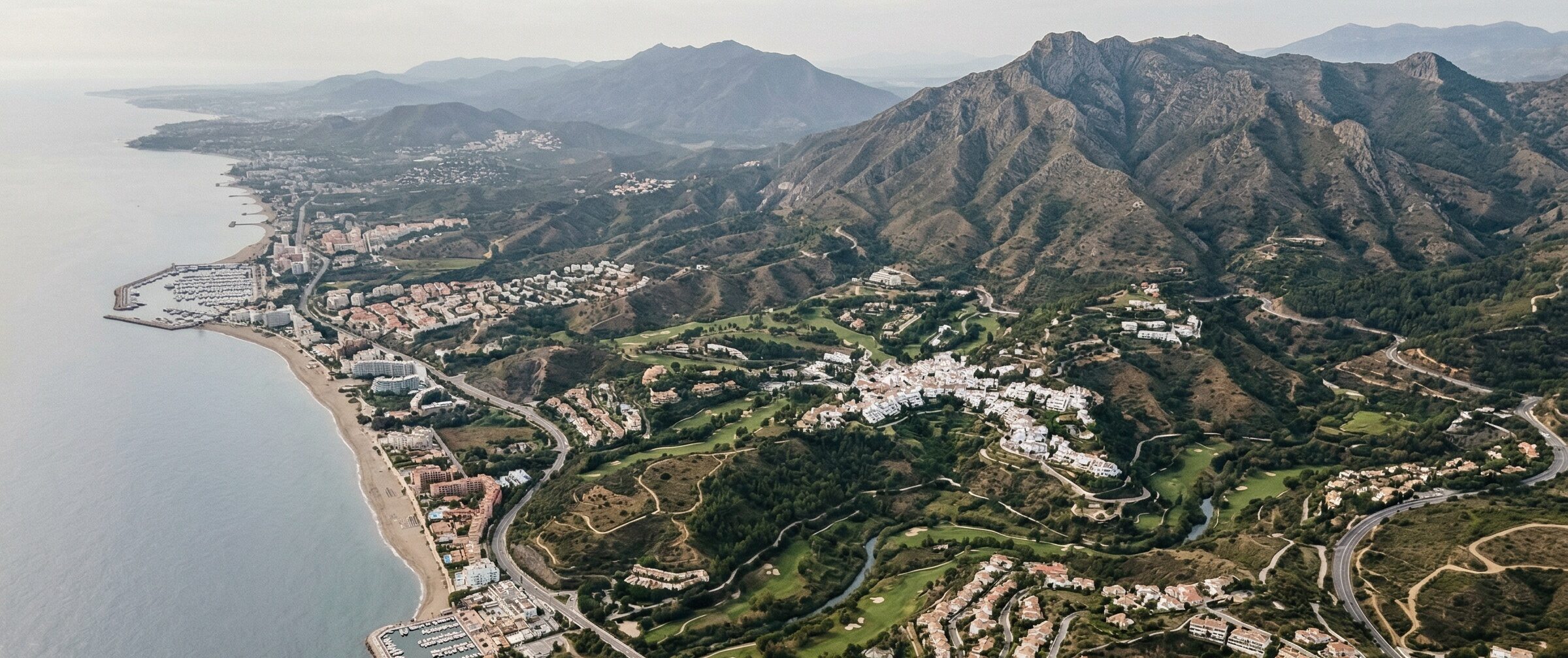 Marbella coastline from Elviria to Estepona showing the golden triangle